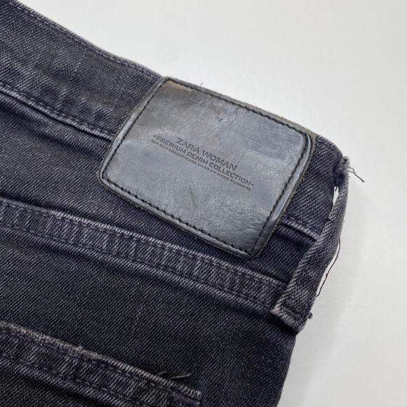 Zara Woman | Black Premium Denim Collection Distressed Cropped Jeans - Picture 2 of 7